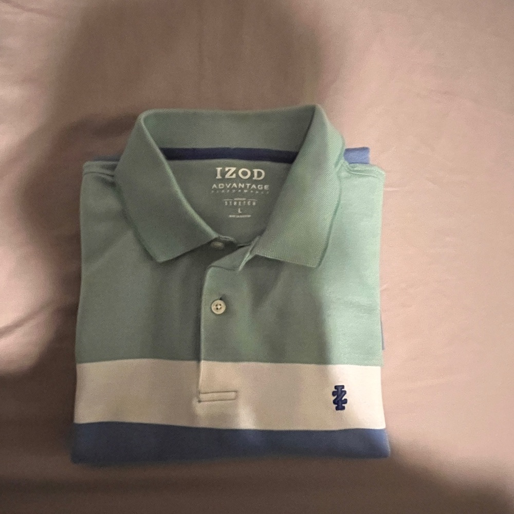 IZOD Men's Mint Green and Blue Polo Shirt